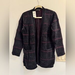 Alfani, Plaid Open Front Cardigan Sweater Coatigan w/ Pockets Size PL